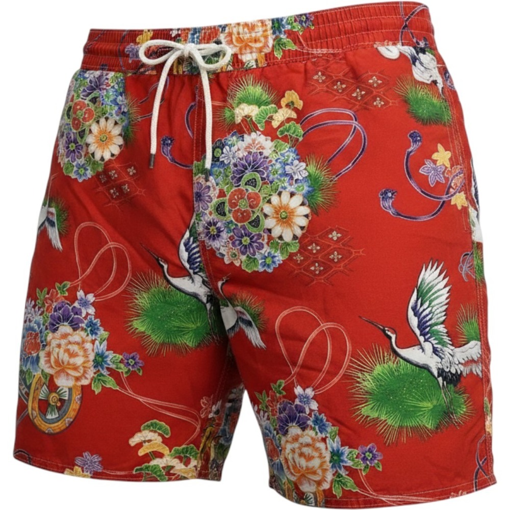 Polo Ralph Lauren Swim Trunks Mens XXL Red Japanese Crane Floral Board Shorts